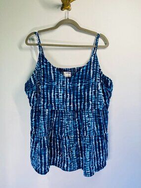 Old Navy Womens Blue Tie-Dye Tank Top XXL Adjustable Straps